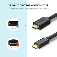 Mini hdmi to hdmi cable 1080p 3d high speed adapter gold plated plug for camera monitor projector notebook tv 1m1.5m 2m 3m 5m. Cable Mini Hdmi A Hdmi Ugreen Adaptador Mini Hdmi Macho A Hdmi Hembra 4k 3d Soporta Ethernet Y Retorno De Audio Para Camaras O Videocamaras Digitales Tablet Hdtv Proyector Monitor Y Mas