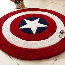 The blue is a great navy. Make Any Room Heroic With The Captain America Shield Rug Chip And Company Marvel Room Marvel Bedroom Area Room Rugs