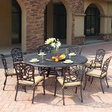 Darlee Florence 9 Piece Cast Aluminum Patio Dining Set With Lazy Susan Antique Bronze Bbqguys Patio Dining Set Aluminum Patio Patio