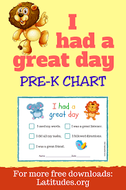 free had a great day behavior chart for pre k behavior