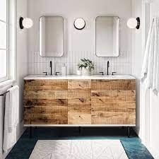 Double vanities also add value to your home. Reclaimed Wood Lacquer Double Bathroom Vanity