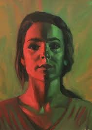 Red Green Complementary Color Portrait 6 Oil On Arches Oil Paper 14x11 Inches Contrast Art Colorful Portrait Green Art Painting