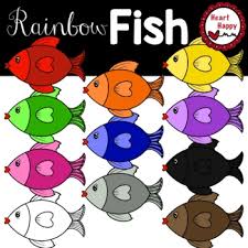 A cute set of coloured rainbows clipart set with additional elements like clouds, heart and stars. Rainbow Fish Colors Clipart By Heart Happy Kari Behrens Tpt