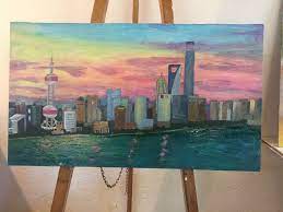 skyline shanghai pu dong acrylbild malen mit acryl acrylmalerei acrylbilder malen acryl malen acrylmalerei