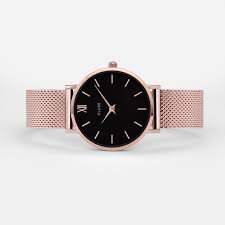 Our petite collection is the ultimate feminine touch to any. Montre Cluse La Minuit Mesh Rose Gold Black Bracelet Acier