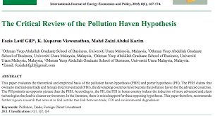 Undergraduate degrees in malaysia, as in much of the world, follow the bachelor of arts (ba) and bachelor of there is also a wide choice of graduate programs including master's degrees and research phd studies available at malaysian universities. Gill F L K Viswanathan And M Z Abdul Karim 2018 The Critical Review Of The Pollution Haven Hypothesis International Jo Hypothesis Economics Pollution