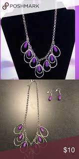 Tango Tempest Purple Necklace A Beautiful Paparazzi Necklace And Earring Set Featuring A Short Silver Chain With Stunning Silve Purple Necklace Necklace Purple