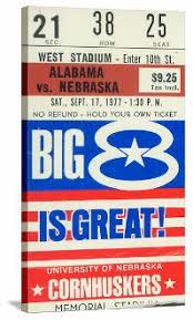 Nebraska Football Ticket Canvas Art Made From A 1977 Nebraska Football Ticket Http Www Shop 47st Nebraska Football Alabama Football Tickets Football Ticket