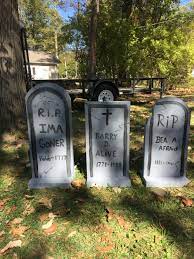 Homemade Tombstones Spooky Outdoor Halloween Decor Halloween Outdoor Decorations Outdoor Halloween