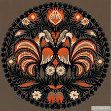 Koguty Przy Kawie W Ramie Drewnianej 2 Pakamera Pl Polish Folk Art Russian Folk Art Folk Art