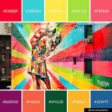 These color palettes are best for creating. Bold Bright Street Art Color Palette Inspiration Digital Art Palette And Brand Color Palette Bold Color Palette Brand Color Palette Color Schemes