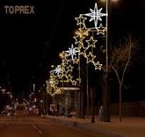 Commercial Shopping Mall Display Star Shape Motif Stake Lights Christmas