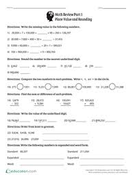 math review part 1 place value and rounding worksheet education com