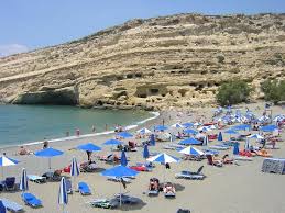 The beach provides umbrellas and sunbeds. Matala Beach Crete Picture Of Hotel Zafiria Crete Tripadvisor
