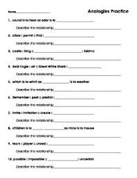 Analogies Practice Studying Math Analogy Relationship Worksheets