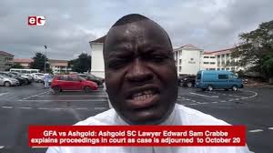 GFA vs AshantiGold SC: AshantiGold SC Lawyer Edward Sam Crabbe explains  proceedings in court as case is adjourned to October 20 #eTVGhana #esports 