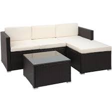 3er set palettenkissen palettensofa auflagen palettenauflage outdoor sitzkissen. Poly Rattan Garnitur Hhg 578 Balkon Garten Lounge Set Sitzgruppe 3er Sofa Tisch
