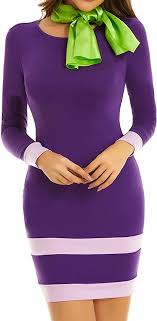 Amazon.com: MSABSIC Daphne Adult Costume Round Neck Halloween sexy bodycon  dresses for women Purple L: Clothing, Shoes & Jewelry