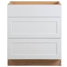 Hampton Bay Cambridge Assembled 30x35x24 5 In Base Cabinet With 3 Soft Close Drawers In White In 2020 Base Cabinets Soft Close Drawers Plywood Interior