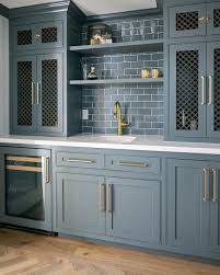 Homes Decor On Instagram This Wet Bar Is A Shower Apart Cabinet Color Is Sherwin Williams In 2020 Grey Blue Kitchen Blue Gray Kitchen Cabinets Grey Kitchen Walls
