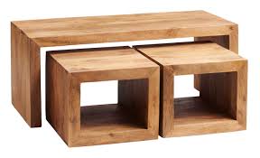 Nix the nesting for twice the space. Dakota Solid Light Mango Wood Coffee Table Set With 2 Small Cube Set Of 3 Tables Ebay
