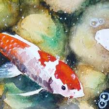 Eight Koi Fish Playing With Bubbles By Zaira Dzhaubaeva Koi Fish Koi Watercolor Koi Art