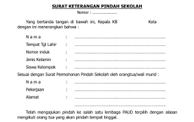Das ist das neue ebay. Contoh Surat Keterangan Pindah Sekolah Siswa Paud Tk Tpa Kober Administrasi Paud