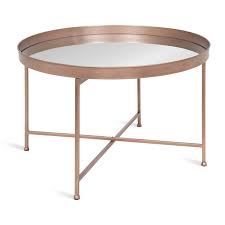 Any space shines with even more flair when using this gold mirrored tray to showcase your collection of jewelry, trinkets, or other precious items. Kate And Laurel Celia Round Metal Foldable Coffee Table With Mirrored Tray Top Rose Gold Walmart Com Walmart Com
