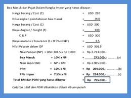 Contoh Detail Biaya Pajak Impor Bea Cukai Indonesia Tulisan