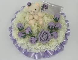 14 tall.handmade styrofoam bear covered in artificial roses. Small Artificial Silk Funeral Flowers Posy With Teddy Bear Funeral Tribute