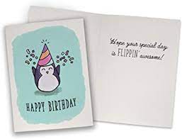 Happy birthday, cartoon penguin on island with sun…. Amazon Com Party Penguin Birthday Card With Envelope 100 Recycled Cute Greeting Card Office Products