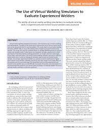 Pdf The Use Of Virtual Welding Simulators To Evaluate Experienced Welders