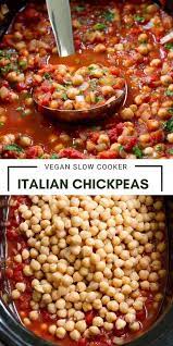 Slow Cooker Italian Chickpeas Vegan Recipe In 2021 Slow Cooker Recipes Vegetarian Recipes Vegan Slow Cooker