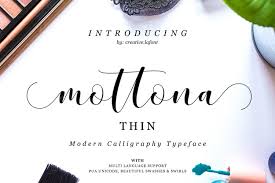 The free version provides all uppercase and lowercase letters and a few special characters too. Mottona Thin Script 10763 Calligraphy Font Bundles