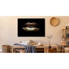 Tablou Buze Aurii pe un Fundal Negru Abstractie 40cm x 30cm Canvas, Design  modern, Gold on Senzual Lips - eMAG.ro