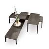 Dripping silver metal end/side table with smoked glass top 1