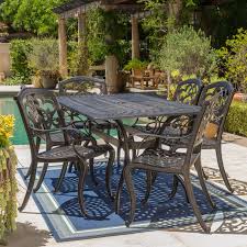 Austin Shiny Copper 7 Piece Outdoor Dining Set Patio Table Set Patio Patio Decor