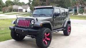 Black And Hot Pink Jeep Jeep Wrangler Rubicon With Pink Accents Jeep Wrangler Accessories Pink Jeep Jeep Truck