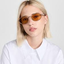 NEW Prada PR65ZS ZVN02Z Pale Gold Orange Oval Metal Unisex Sunglasses