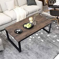Aingoo Rustic Coffee Table Simplified Large Sofa Table Mid Century Rectangle With Metal Frame Simple Coffee Table Rustic Coffee Tables Coffee Table Metal Frame