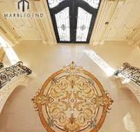 Custom Waterjet Round Floor Medallion Design Marble Arabic Majlis Inlay