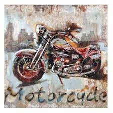 Motorcycle Metal Grey Wall Art Painting Prints Crestview Collection
