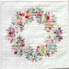 Free downloadable paper piecing patterns where needed. Floral Wreath Quilt Quilting Pattern Paper Foundation Pattern From Mh Designs Flower Quilts Watercolor Quilt Quilts