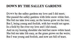 W B Yeats Down By The Salley Gardens Yeats Poems Great Poems Words