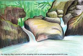 Learn How To Draw A Waterfall Scenery Waterfalls Step By Step Drawing Tutorials You can download, edit these watercolors for personal use for your presentations, webblogs, or other project designs. learn how to draw a waterfall scenery