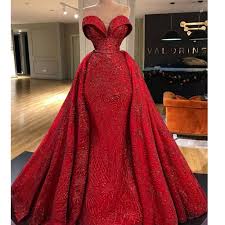 Red Prom Dresses Long Sleeve Party Dresses 2020 Detachable Train Evening Dresses Sparkly Evening Gowns Abiye In 2020 Red Lace Prom Dress Red Prom Dress Long Prom Dresses Long With Sleeves