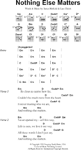 And nothing else matters this part of the song especially, we've never been a familiar that's super open with our emotions and now, just everything that i've let off my chest and told my dad as he lays here unresponsive, it just seems to make these lyrics have new meaning. Nothing Else Matters Guitar Chords Lyrics Zzounds