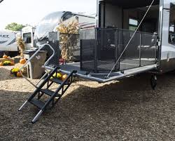 Toy hauler ramp door party deck you 2017 seismic toy hauler link ford and rv minong llc how to setup ramp patio package on livin lite toy haulers you how to setup. Ramp Doors Lippert In 2021 Patio Railing Patio Kits Toy Hauler