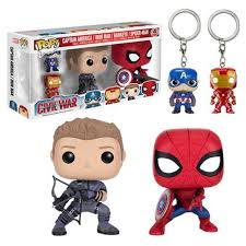 Captain America Civil War Hawkeye Spider Man With Captain America Iron Man Key Chains Pop Vinyl Figures Vinyl Figures Funko Pop Marvel