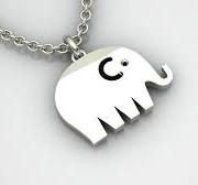 14K White Gold Elephant Necklace